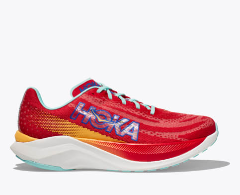 Hoka Mach X, Laufschuhe, Herren, Cerise / Cloudless