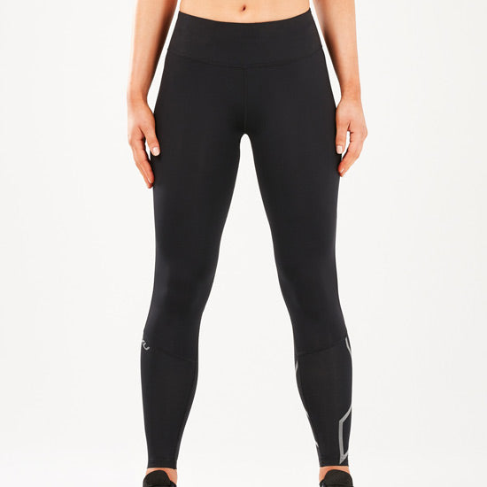 2XU Mid-Rise Compression Run Tights, Damen, Black/Silver Reflective