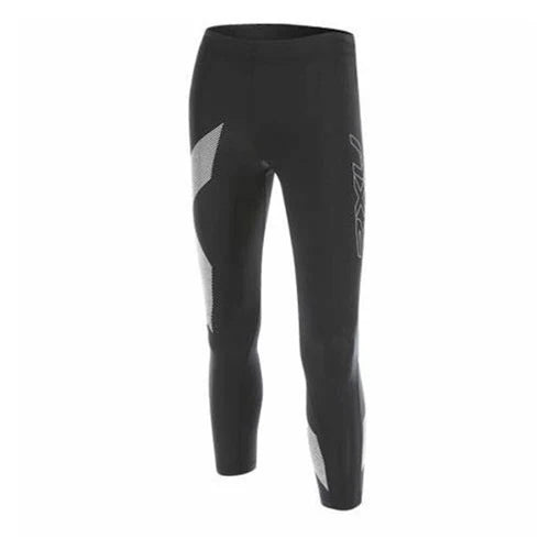 2XU Damen Mid-Rise Compression 7/8 Tights, Black/Striped White