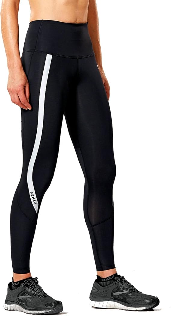 2XU Print Mid-Rise Comp Tights, Damen, Laufhose, Black/Silver