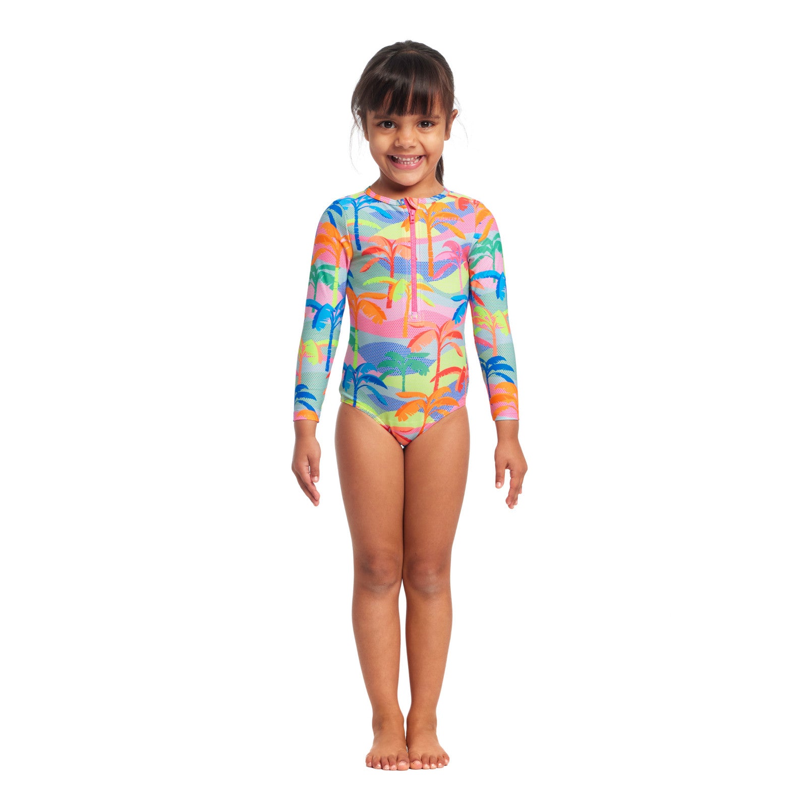 Way Funky Funkita, Eco Sun Cover One Piece Poka Palm, Langarm - Badeanzug, Kinder
