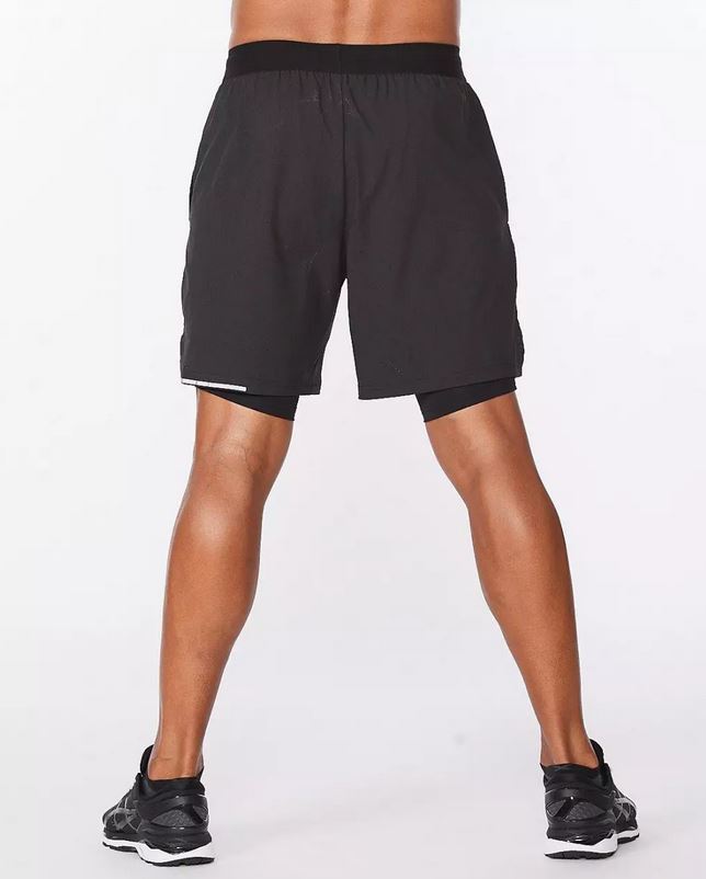 2XU Aero 2-in-1 7inch Shorts, Herren, Black/Silver Reflective