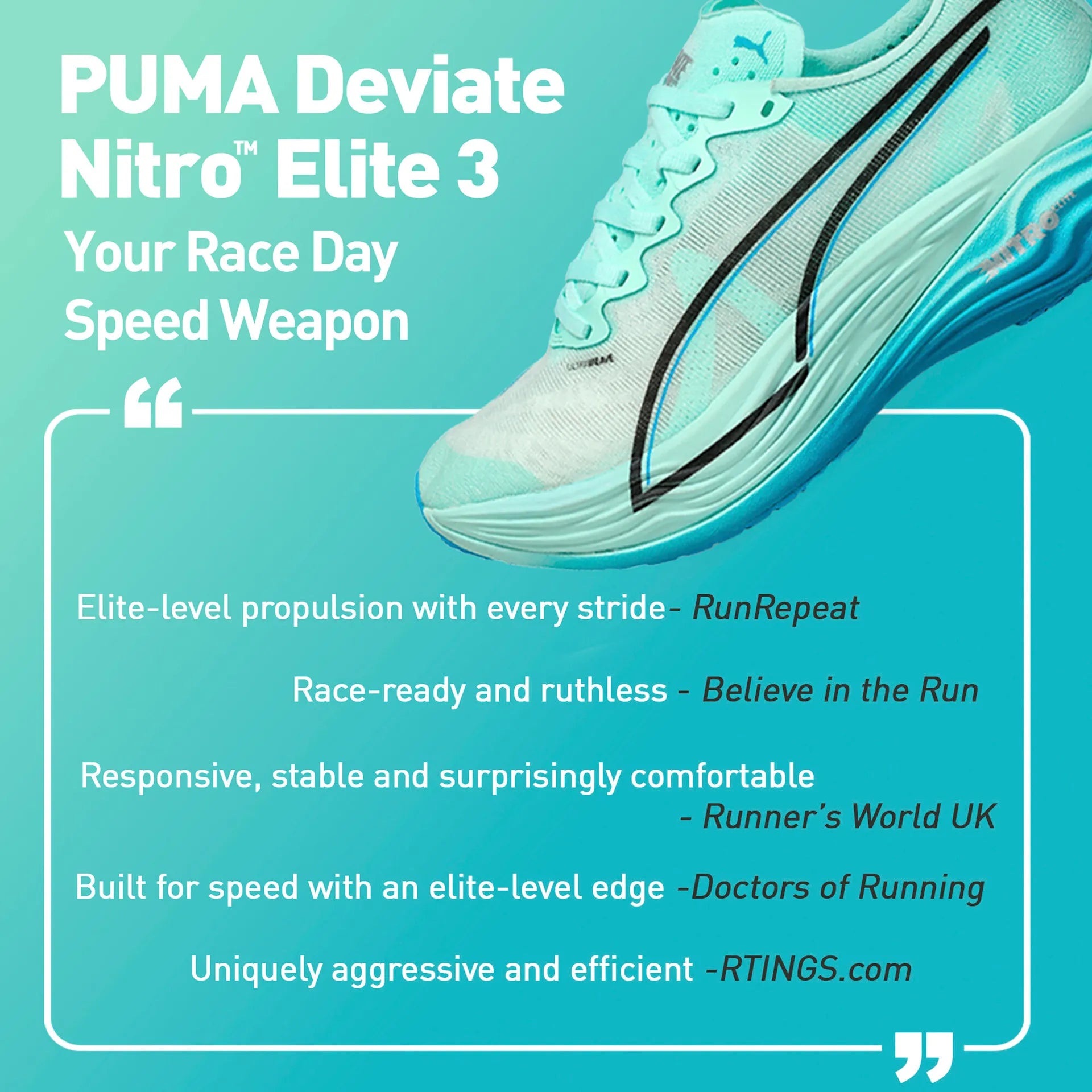 Puma Deviate Nitro Elite 3, Laufschuh, Herren, Mint Melt/ Speed Blue