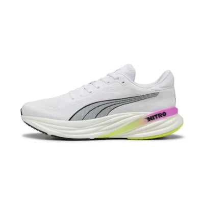 Puma Magnify NITRO 2, Laufschuhe, Herren, Puma White/Pure Magenta/Yellow Alert