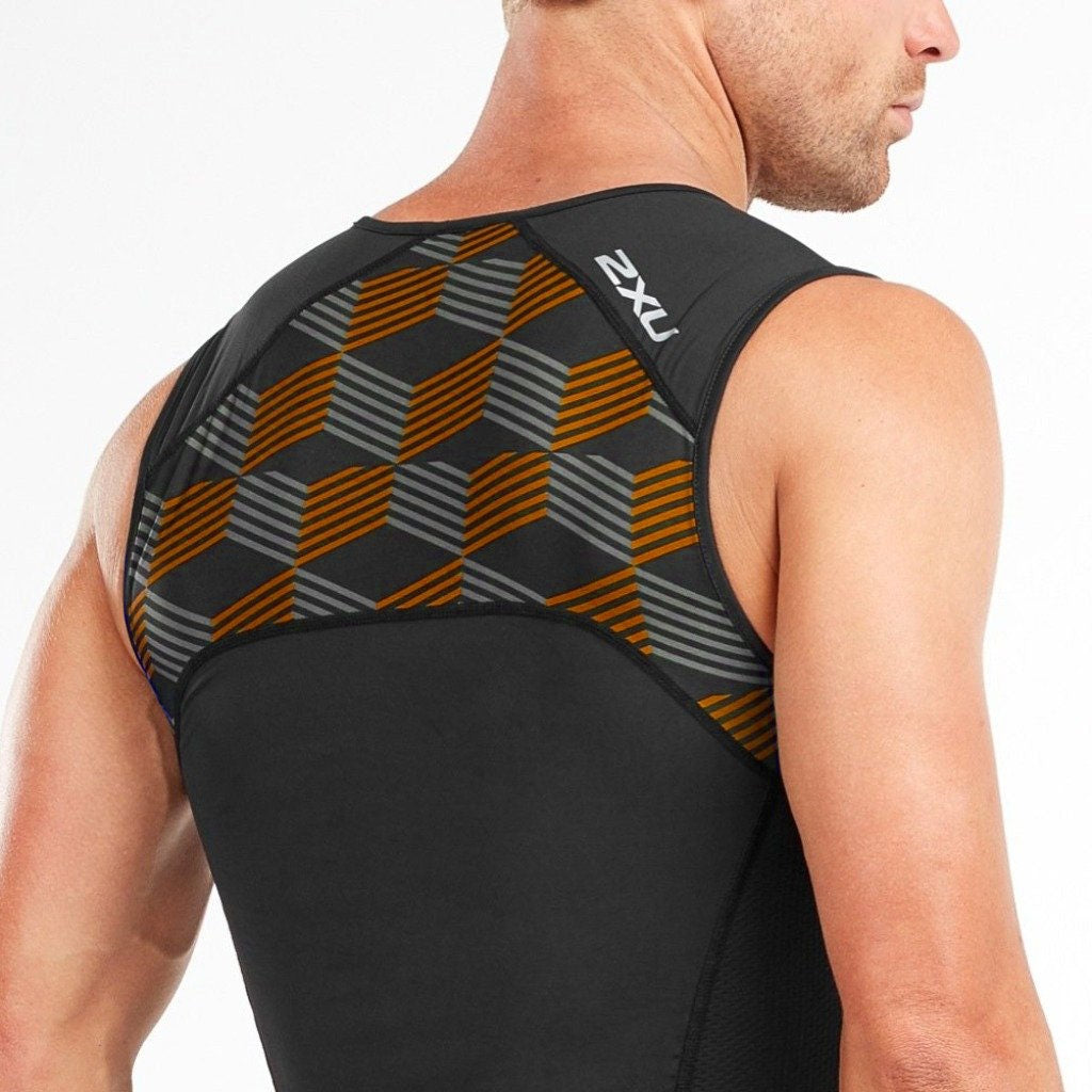 2XU Active Tri Singlet, Herren, schwarz/orange