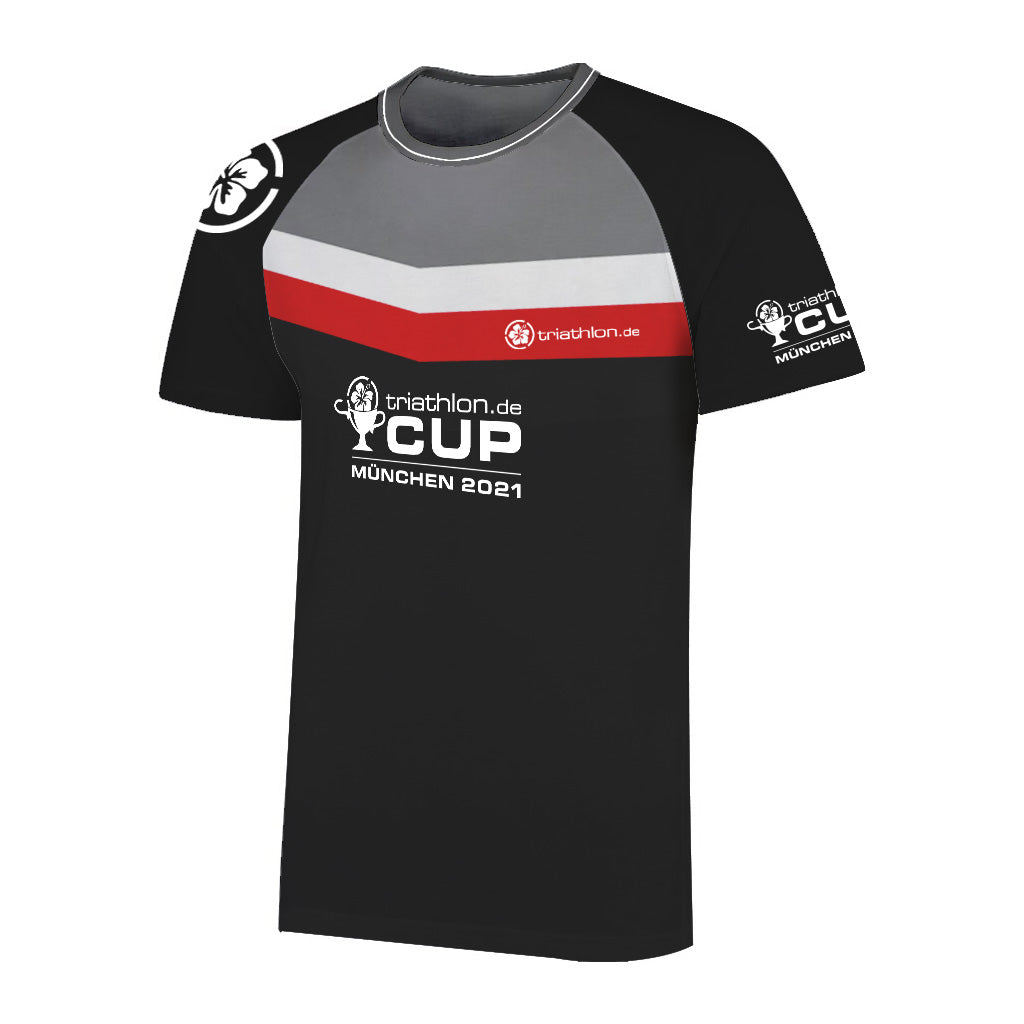 triathlon.de CUP München 2021, Laufshirt, schwarz/grau/rot