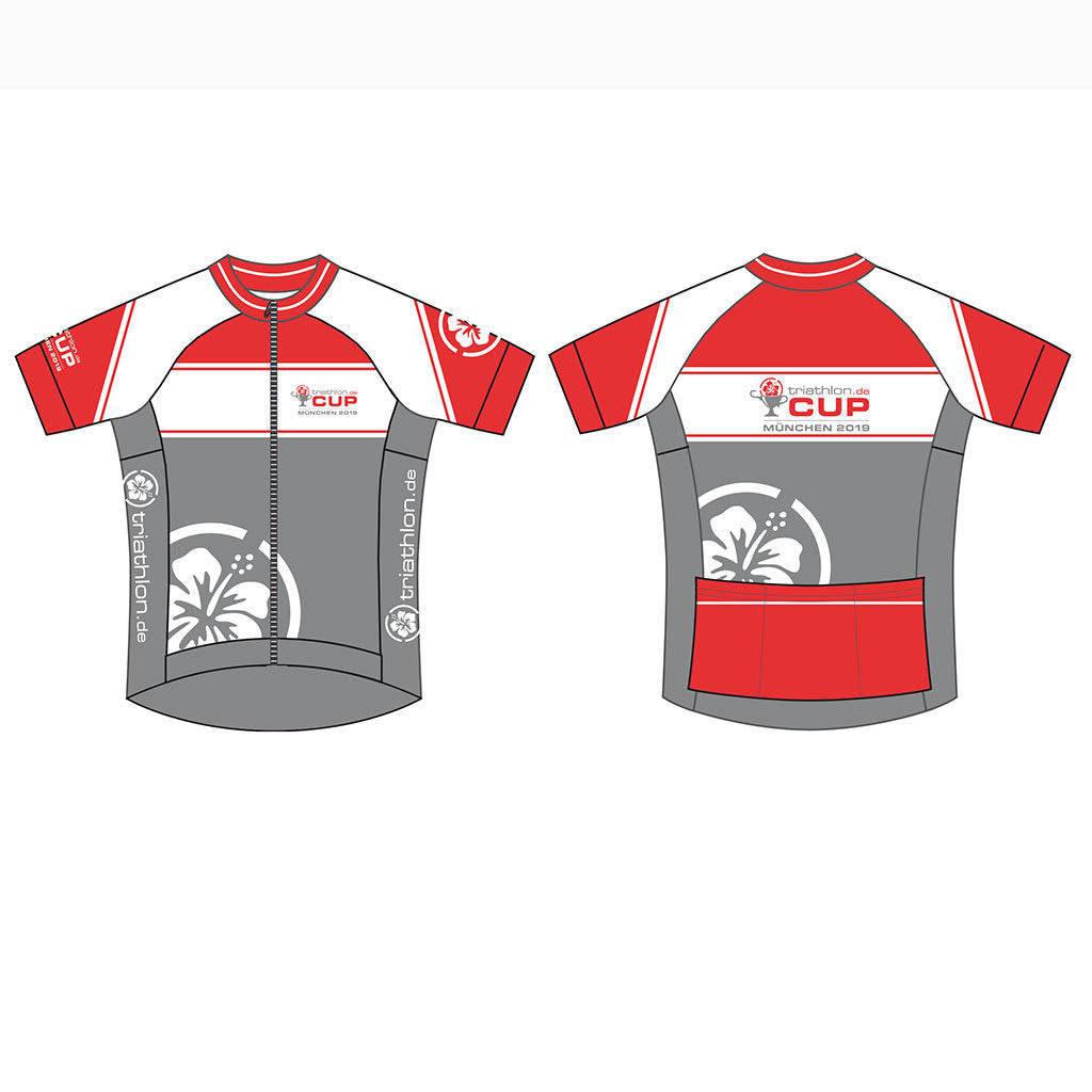 triathlon.de Elite Radtrikot, Damen, grau/rot/weiß, triathlon.de Cup München 2019