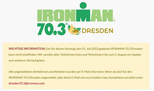 IRONMAN 70.3 DRESDEN jetzt endgültig abgesagt