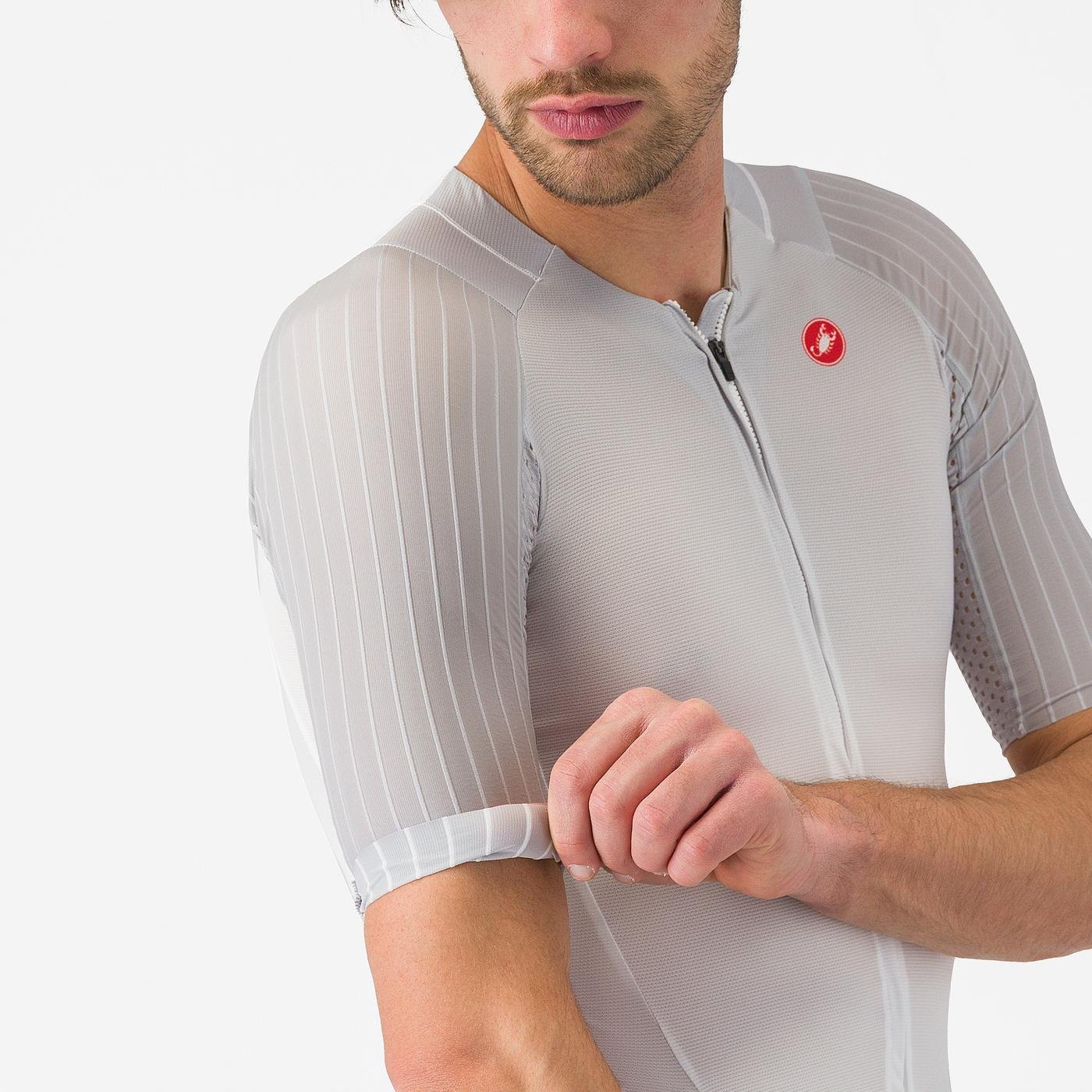Castelli Free Sanremo 3 Short Sleeve Trisuit, Herren, White/Black
