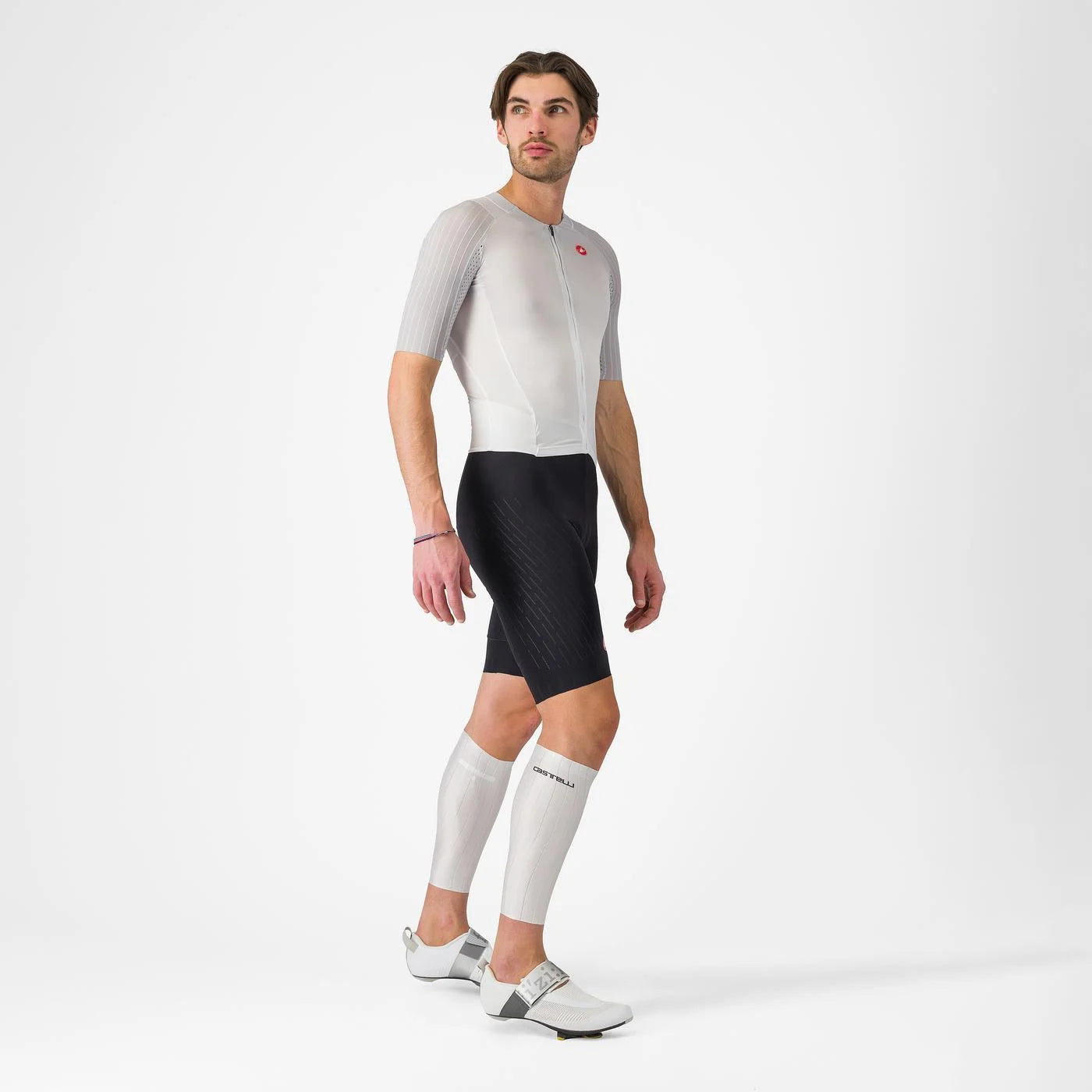 Castelli Free Sanremo 3 Short Sleeve Trisuit, Herren, White/Black