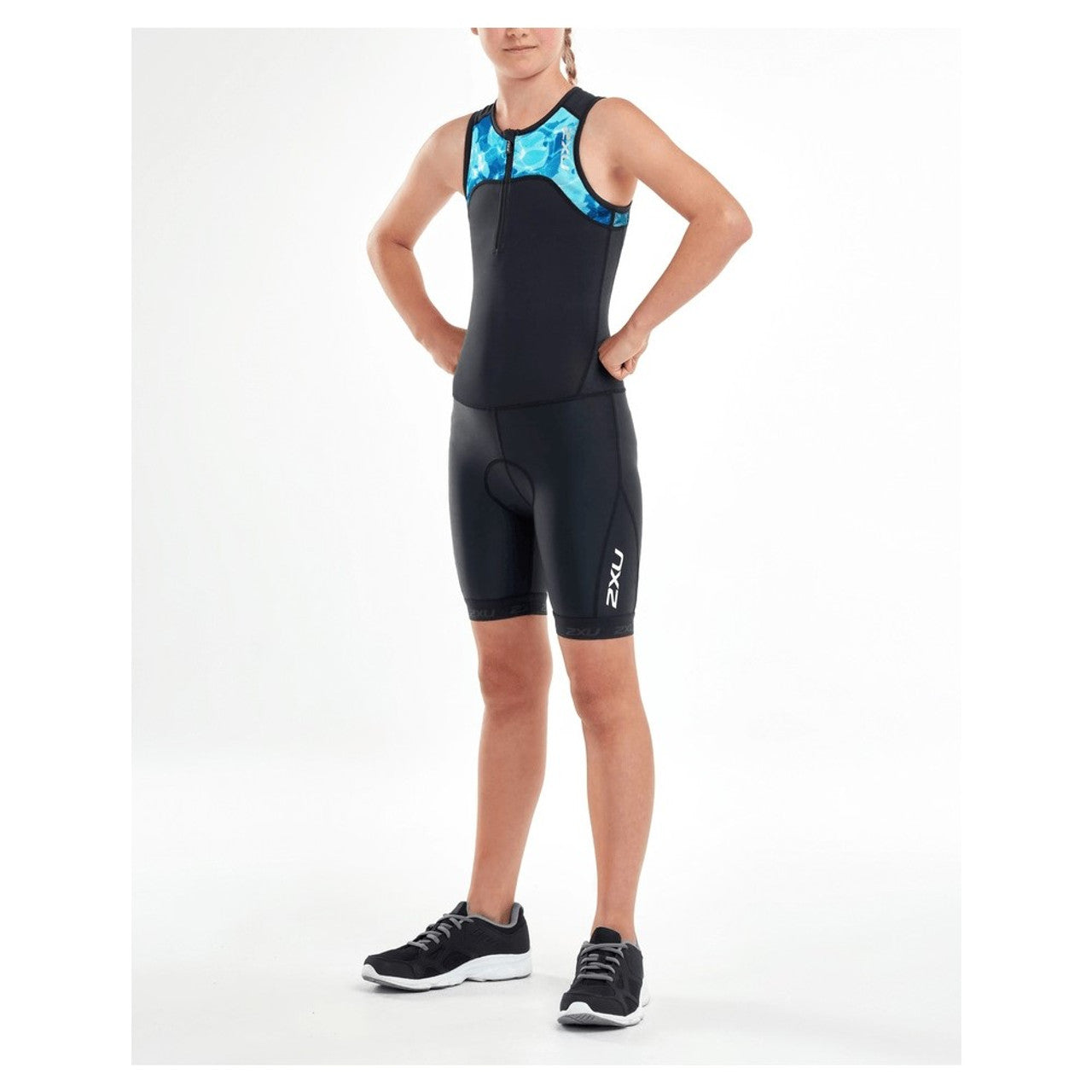 2XU Active Youth Trisuit, Kinder, Black/Splash