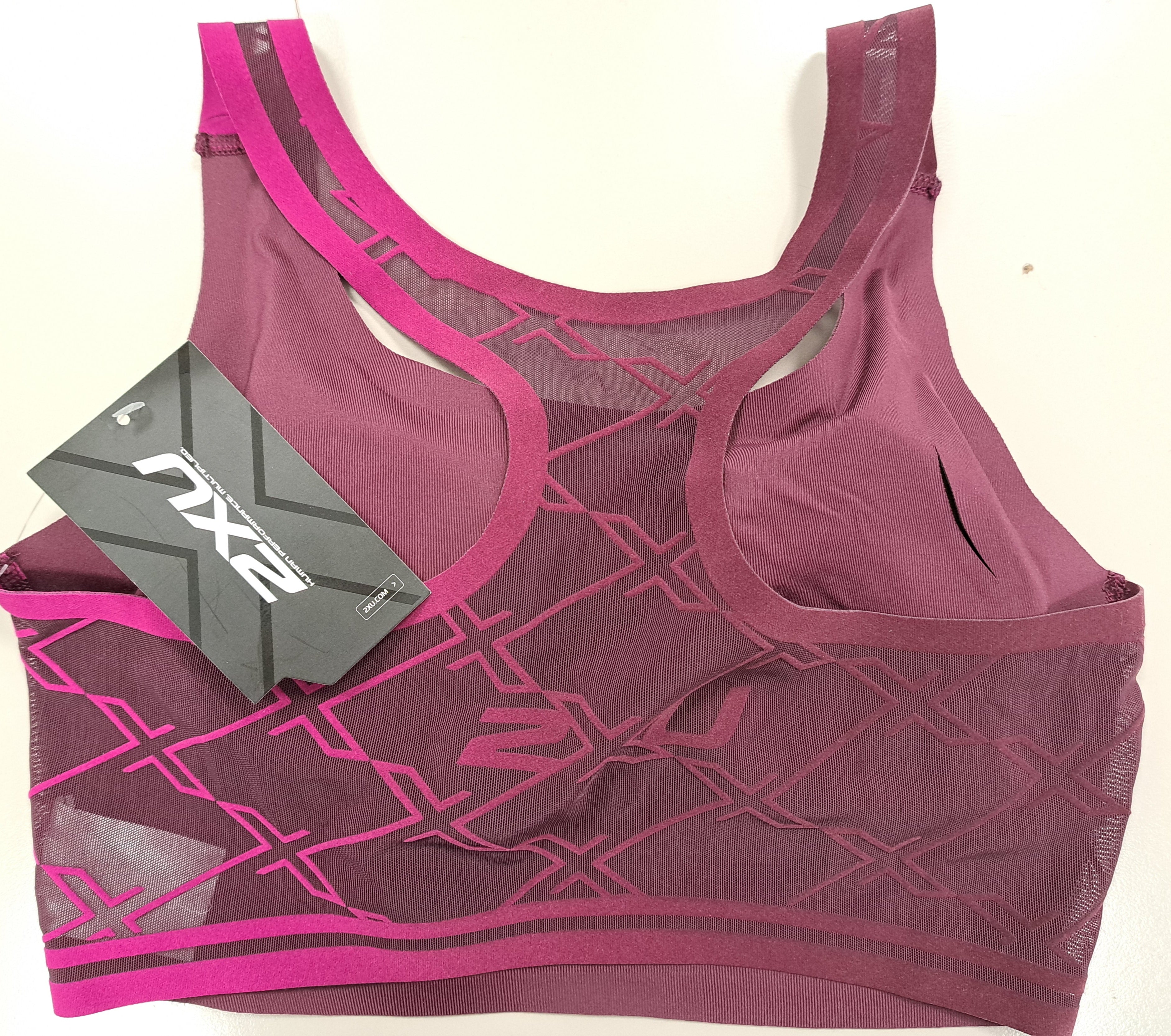 2XU Breeze Mesh Crop, Damen, Mulberry/Festival