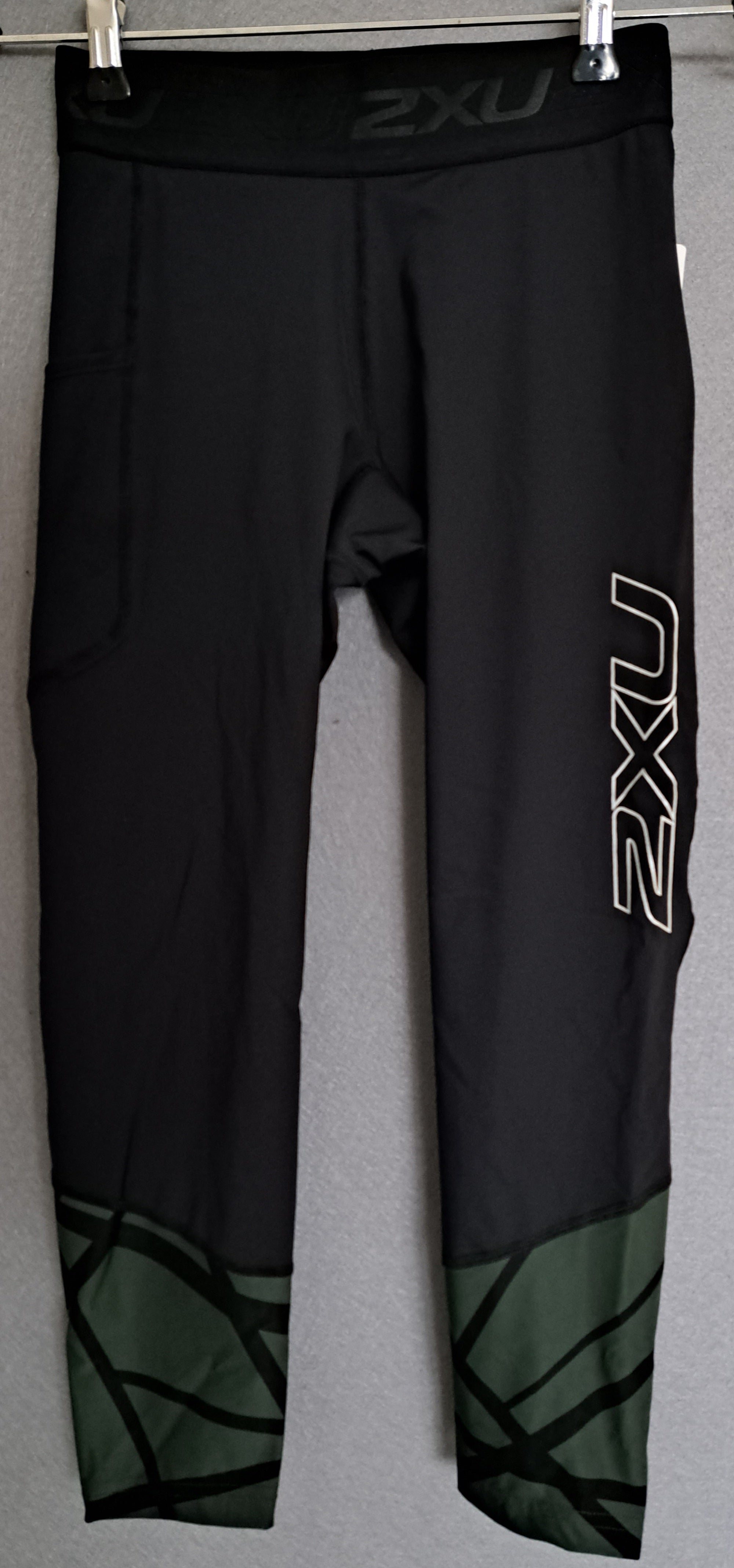 2XU Accelerate Compression 7/8 Tights, Damen, Black/Dark Green