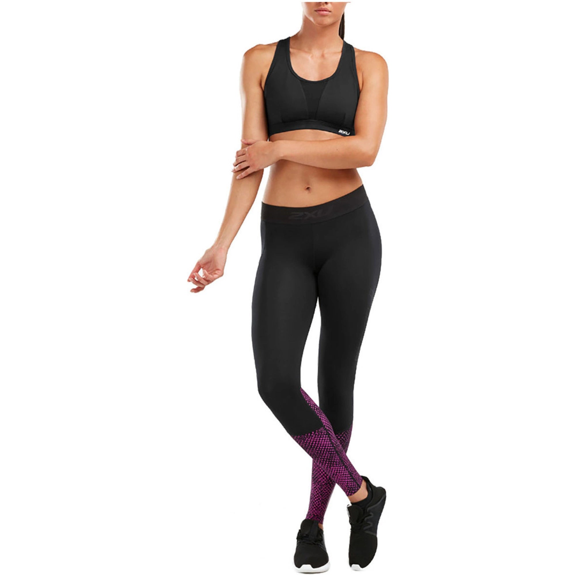 2XU Accelerate Compression Tights, Damen, Black/Reverse Mesh Fuchsia