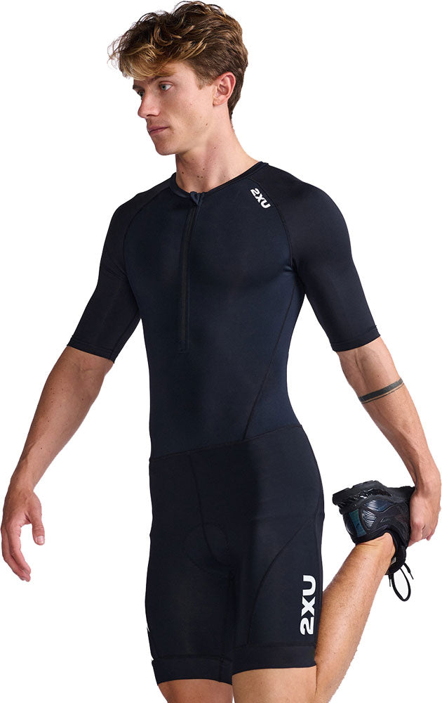 2XU Core Sleeved Trisuit, Herren, black/white schwarz/weiß