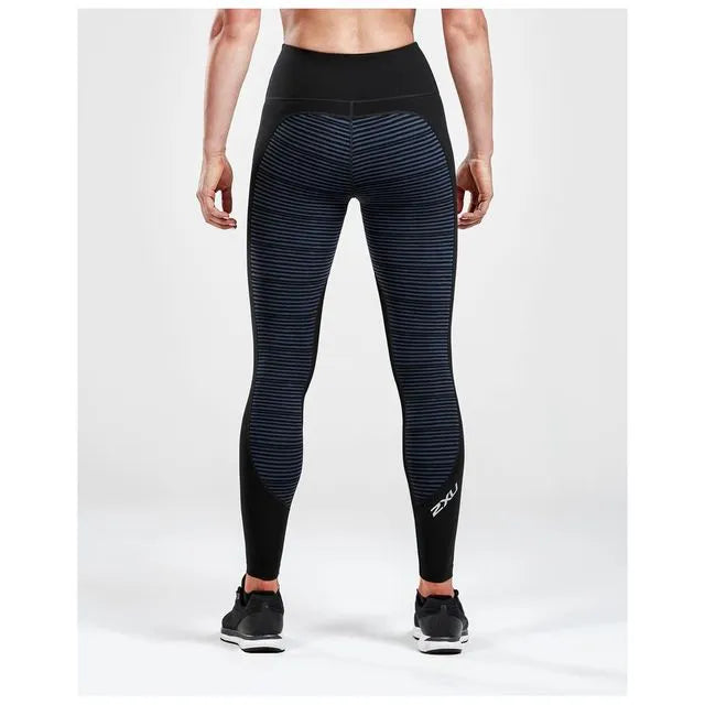 2XU Print Hi - Rise Compression Tights, Damen, Black/Outer Space Stripe