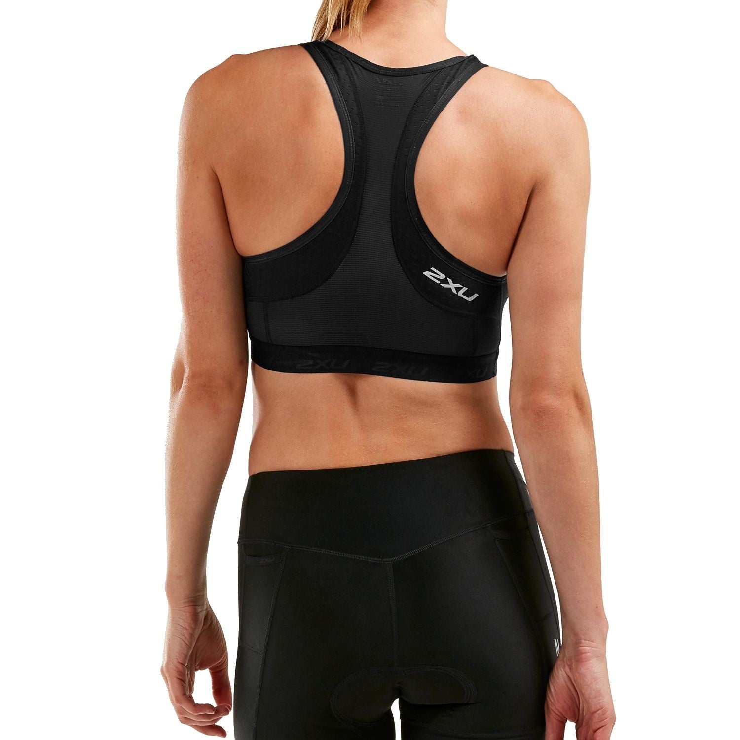 2XU Perform Tri Crop, Damen, Black/Geo Magenta