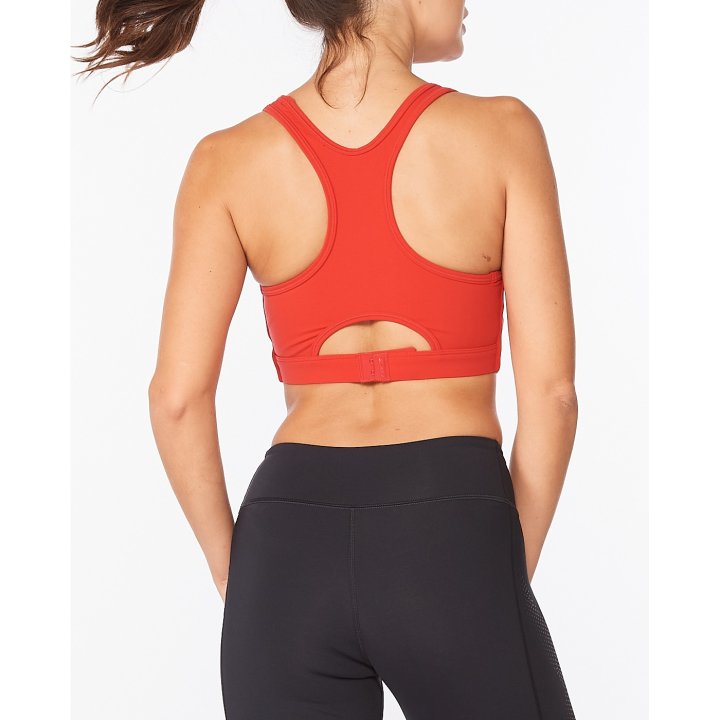 2XU Motion Racerback Crop, Damen, High Risk Red/White