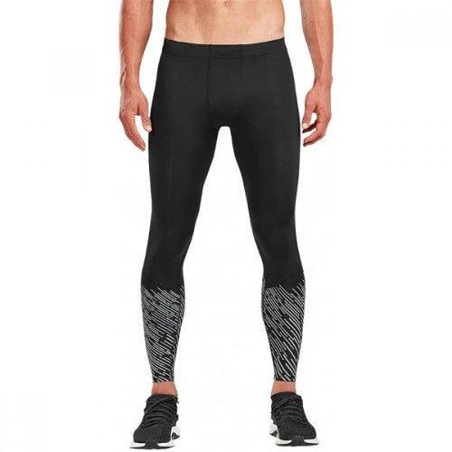 2XU Reflect Run Compression Tights with back Storage, Herren, Black/Silver Reflective