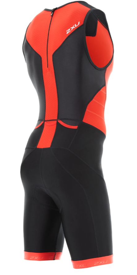 2XU X-VENT Rear Zip Trisuit, Herren, schwarz/rot