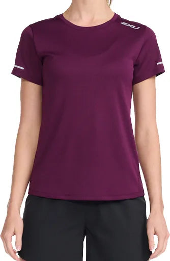 2XU Aero Tee, Laufshirt, Damen, Beet/Silver Reflective