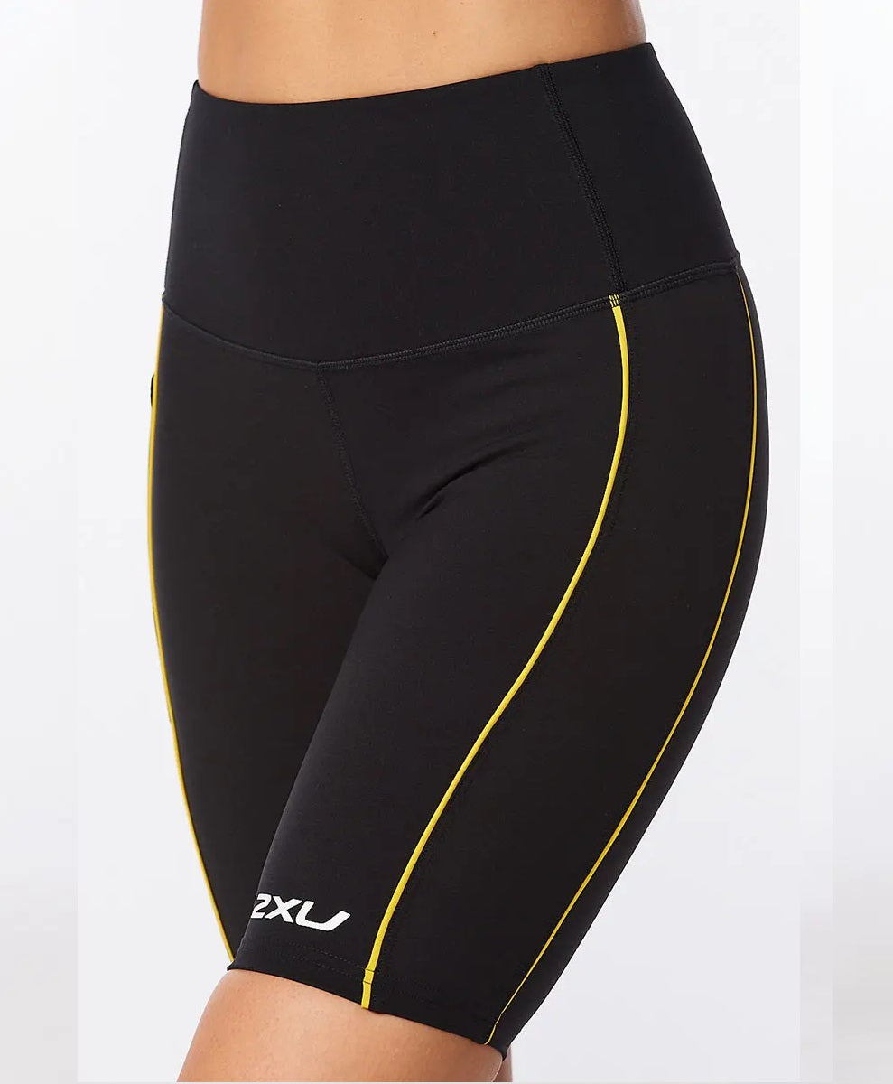 2XU Form Pop Seam Hi - Rise Bike Short, Damen, schwarz/gelb