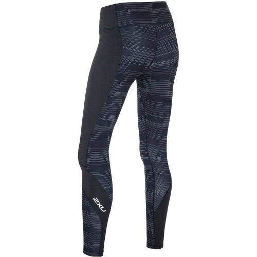 2XU Pattern Fitness Compression Tights, Damen, Black/Lines