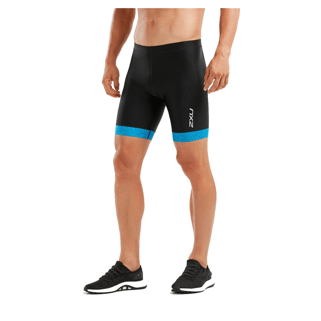 2XU Herren Perform Tri Shorts 7inch, Black / Signal Blue Print