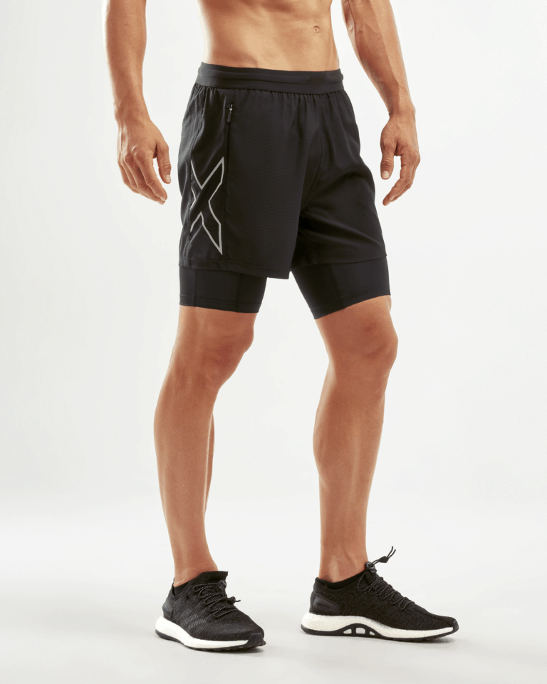 2XU X-VENT 5Inch 2in1 Comp Shorts, Herren, Black/Silver Reflective