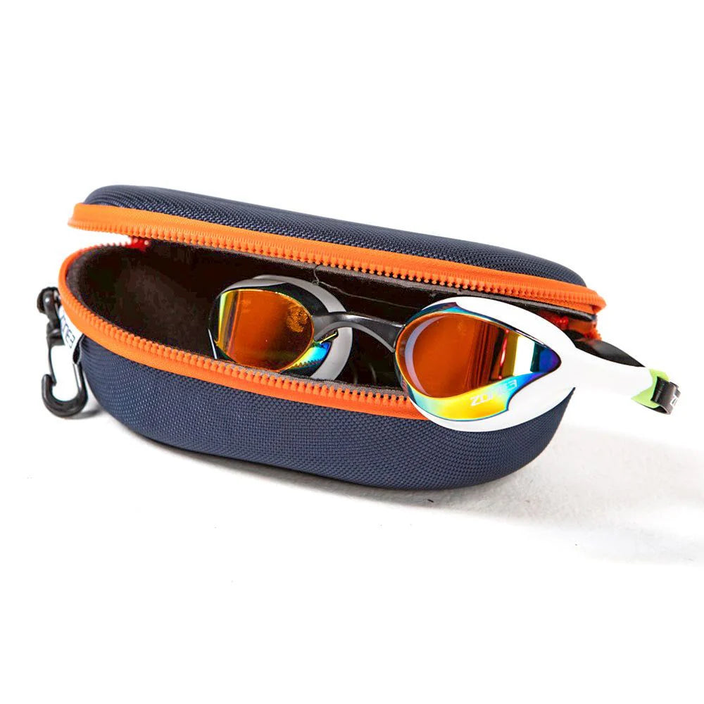 Zone3 Protective Swim Goggle Case, Schwimmbrillenetui, Navy/Orange