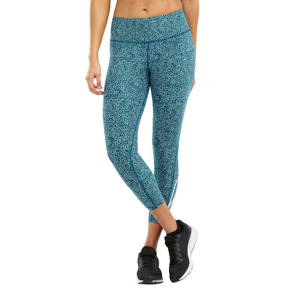 2XU Print Mid-Rise Comp 7/8 Tights, Damen, Laufhose, Remesh Olive/White