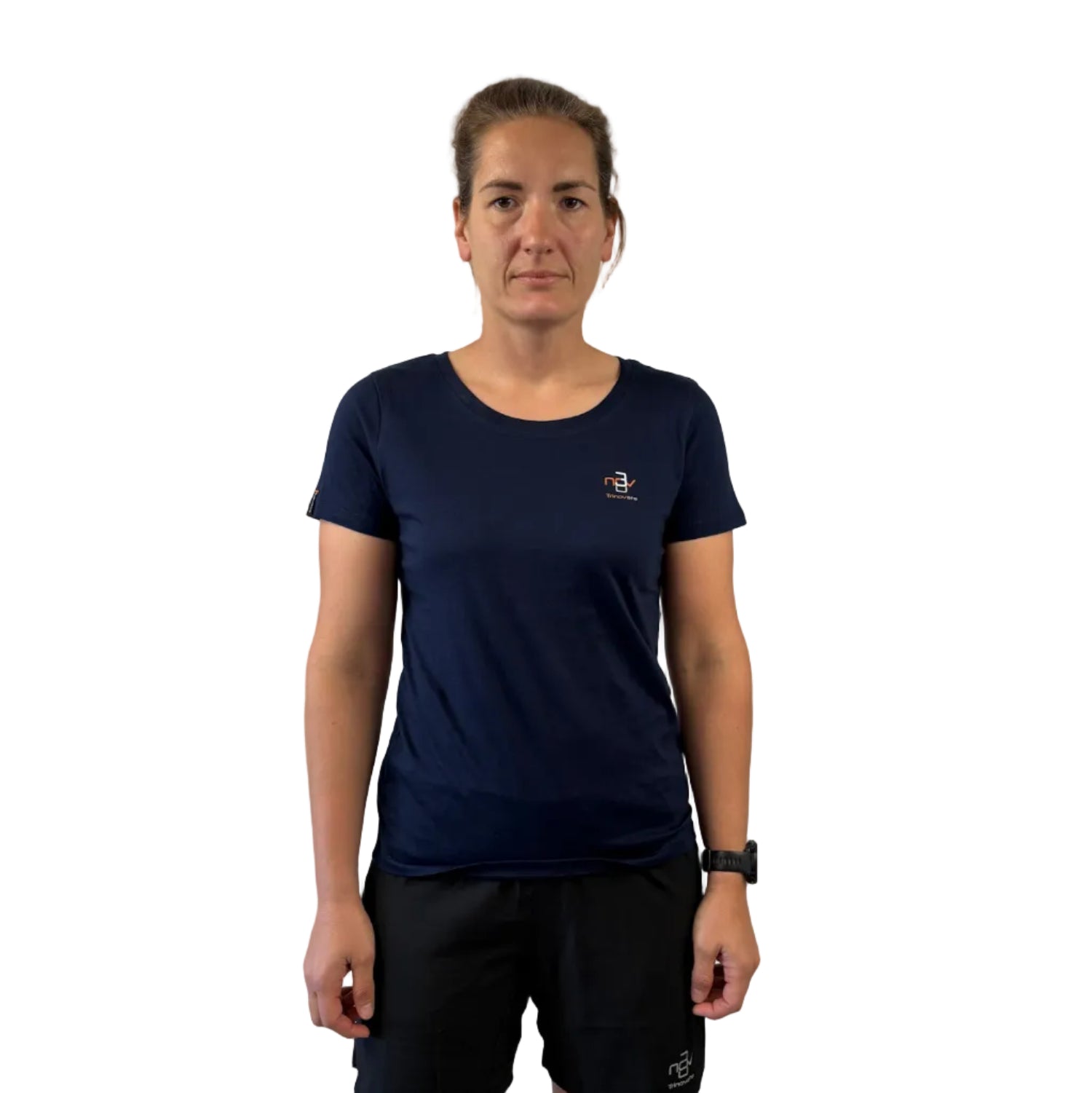 Trinovate Essential T-Shirt, Damen, core-blue, Ansicht von vorn am weiblichen Modell
