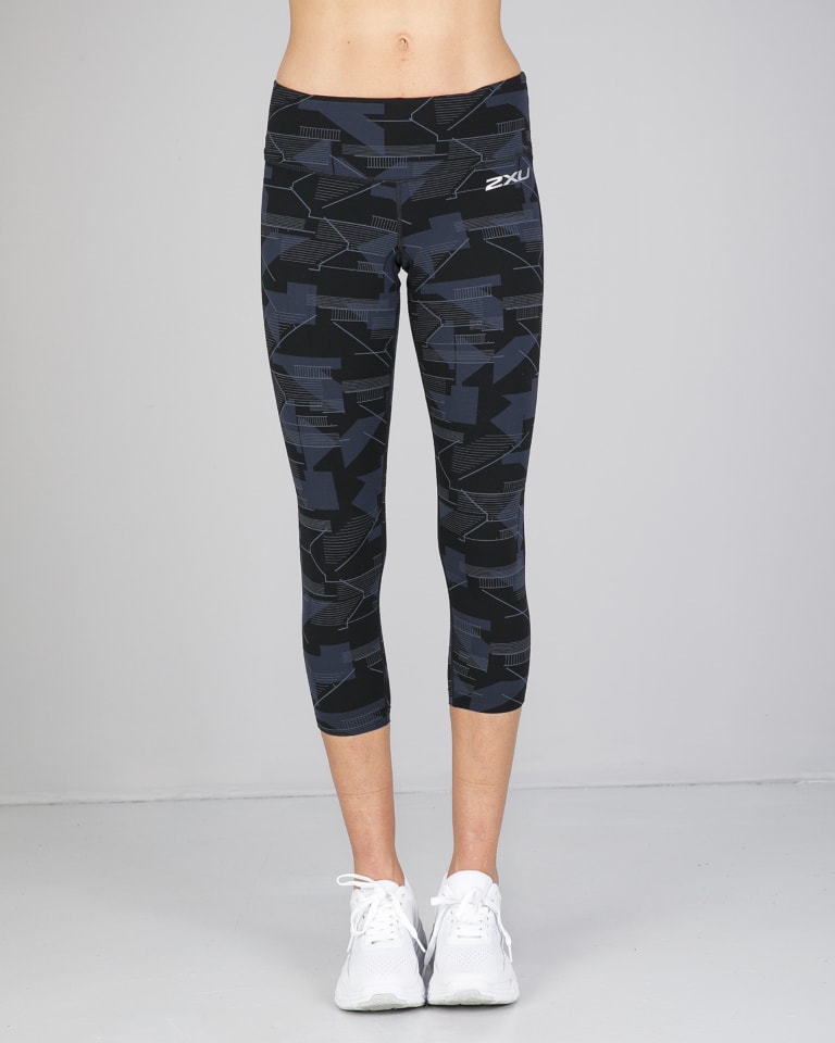 2XU Print Fitness Mid-Rise Compression 7/8 Tights, Damen, Graphic Style/Silver