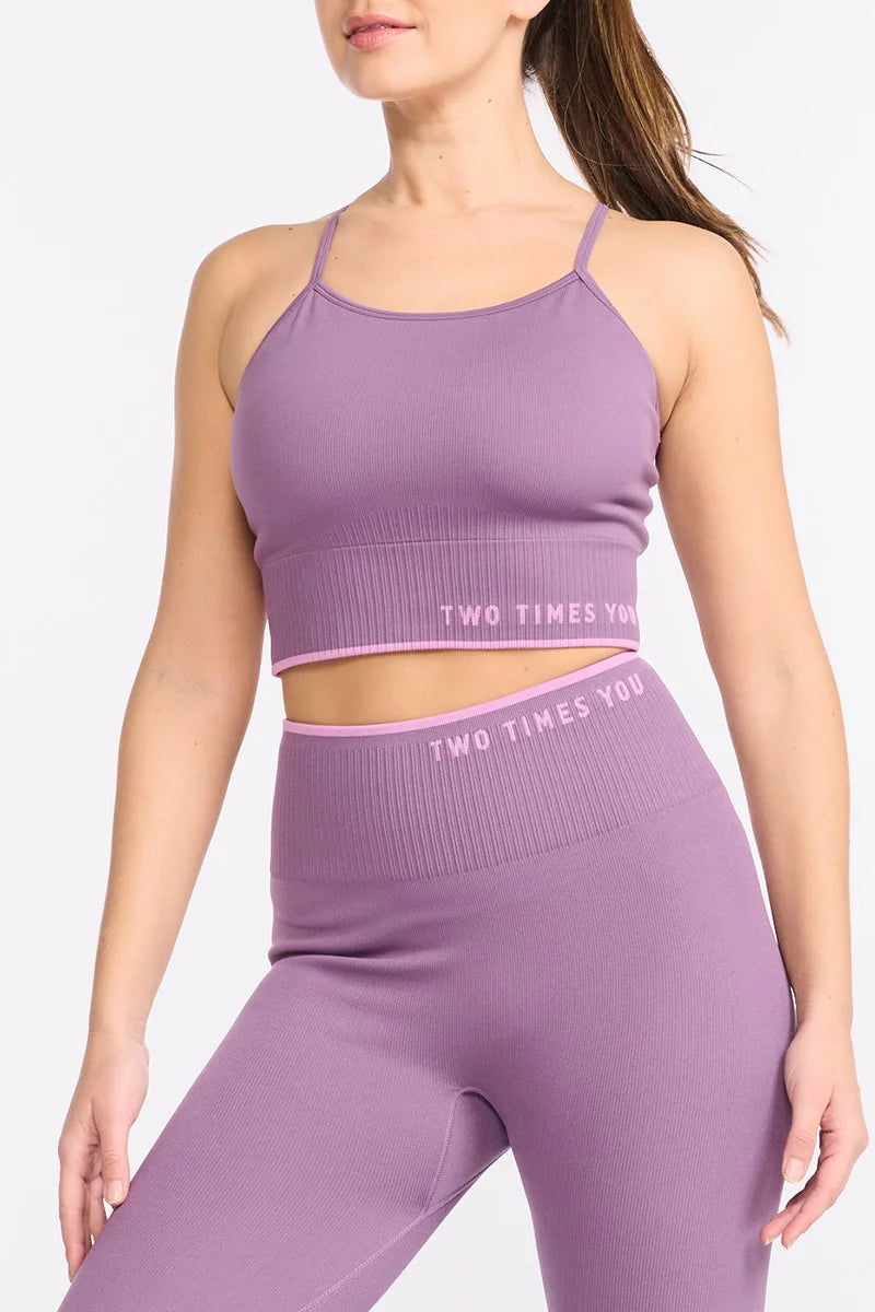 2XU Engineered Longline Crop, Damen, Orchid Mist/Lavender Herb