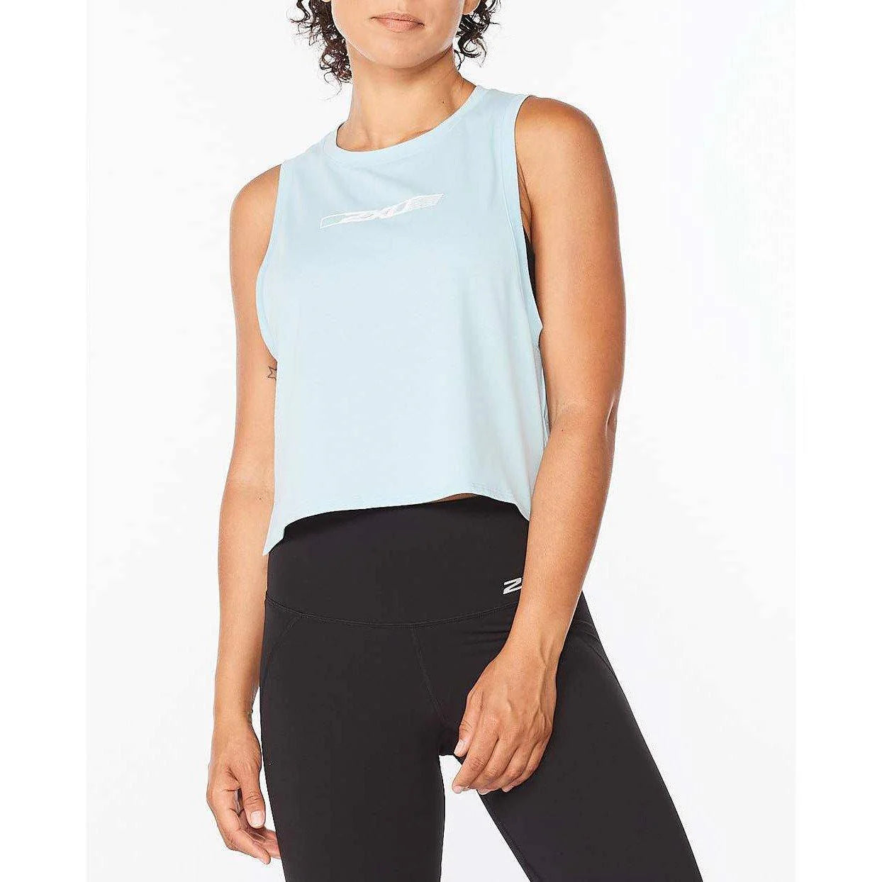 2XU Motion Form Crop Tank, Damen, Cloud Blue