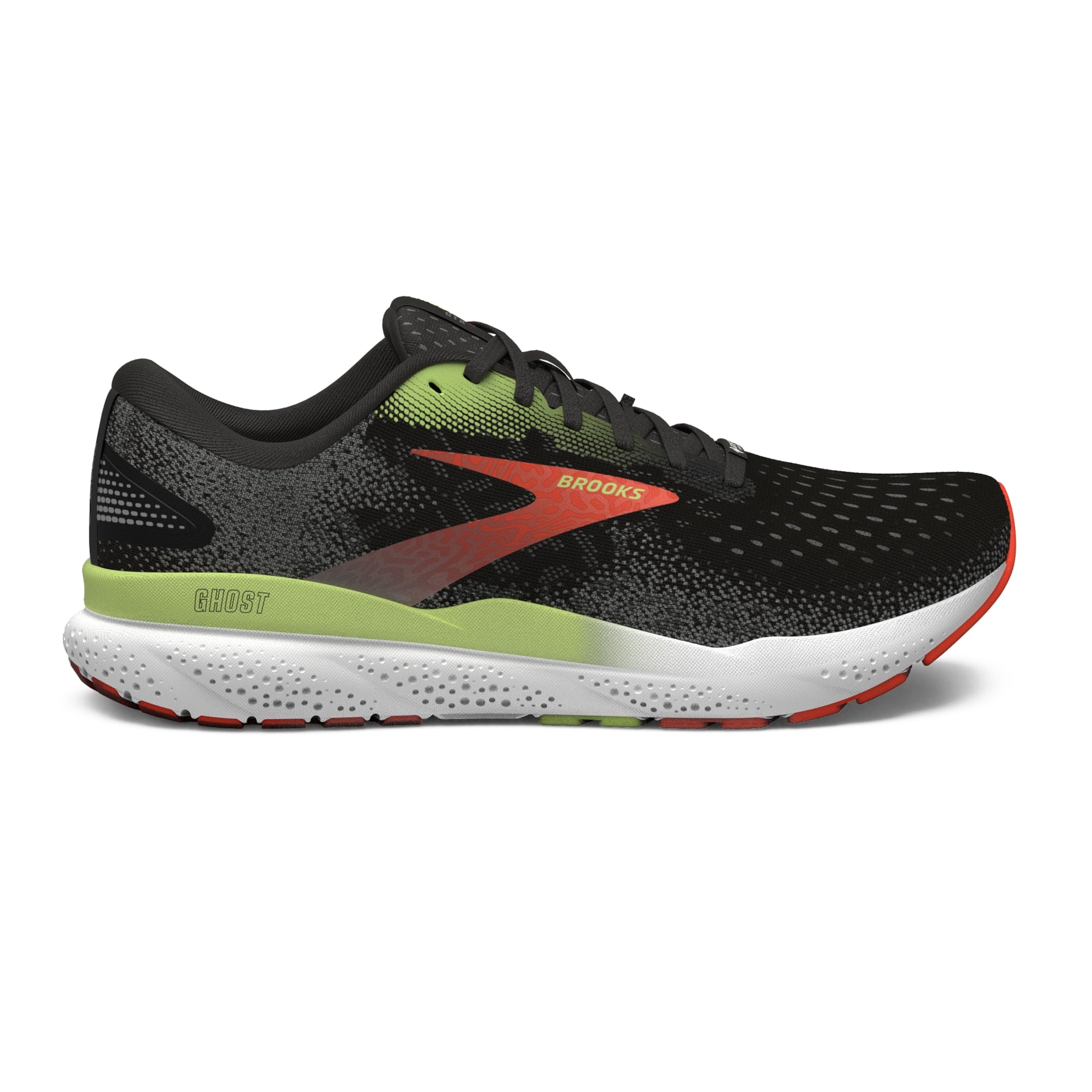 Brooks Ghost 16 GTX, Herren, Black/Mandarin Red/Green