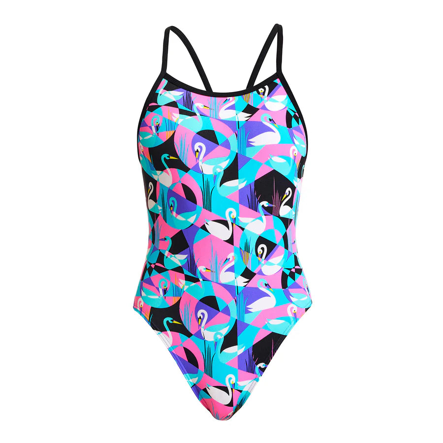 Way Funky Funkita, Single Strap One Piece Swan Around, Badeanzug, Kinder