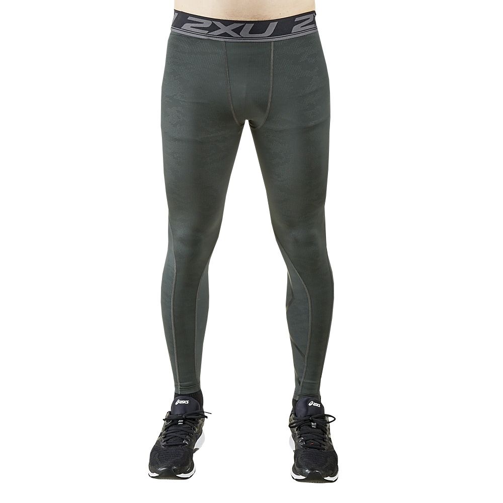 2XU Accelerate Print Compression Tights, Herren, Duffel Camo/Nero