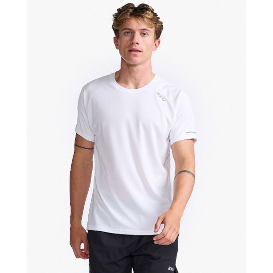 2XU Aero Tee, Laufshirt, Herren, White/Silver Reflective