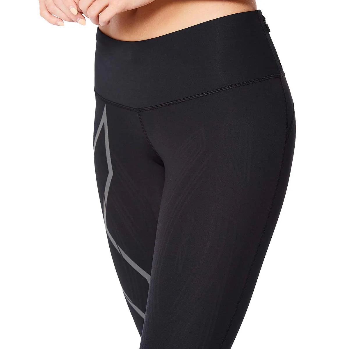 2XU Light Speed ​​Mid-Rise Compression Tights, women, running tights, black/black reflective, black