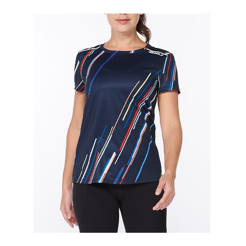 2XU Light Speed Tech Tee, T-Shirt, Damen, Electric Stripe/White Reflective