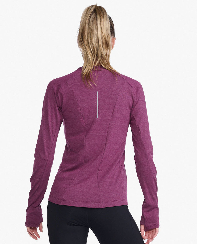 2XU Ignition Base Layer Longsleeve, Damen, Beet Marle/Silver Reflective