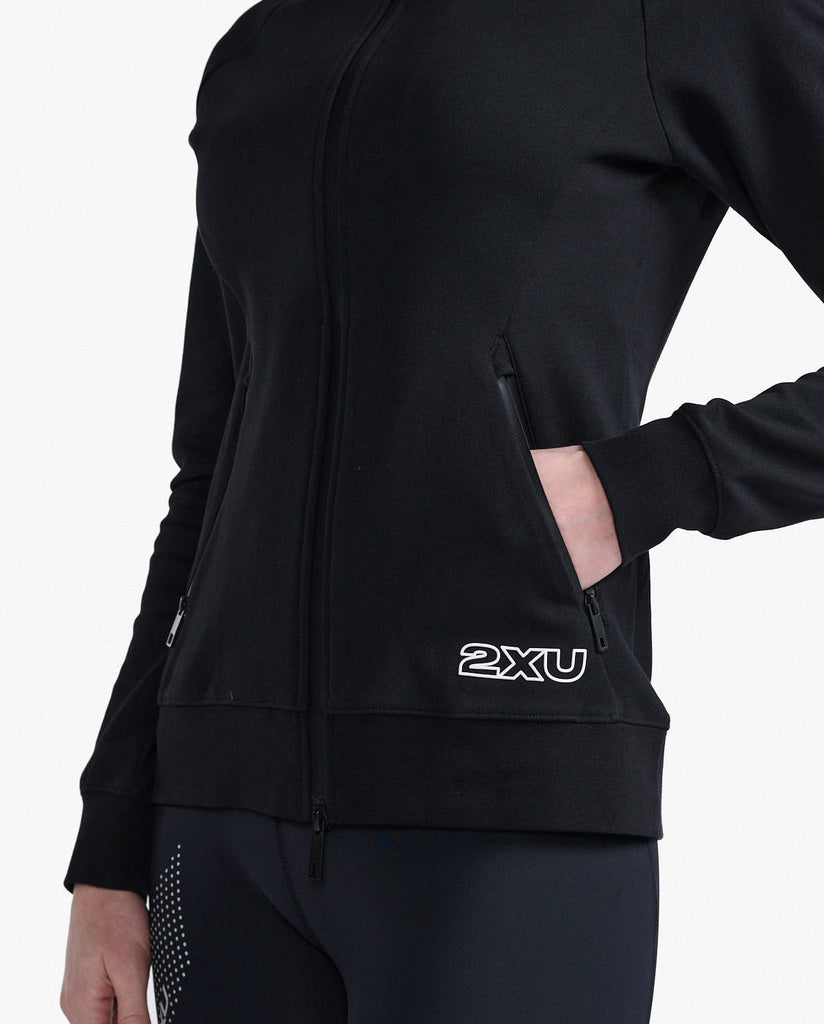 2XU Commute Full Zip Hoodie, Damen, Black/White