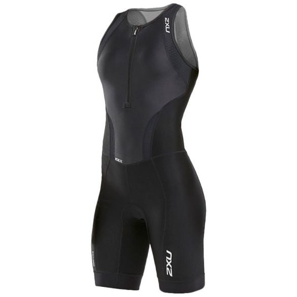 2XU Perform Front Zip Trisuit, Damen, Black/Black