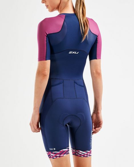 2XU Compression  Sleeved TriSuit, Damen, navy/berry