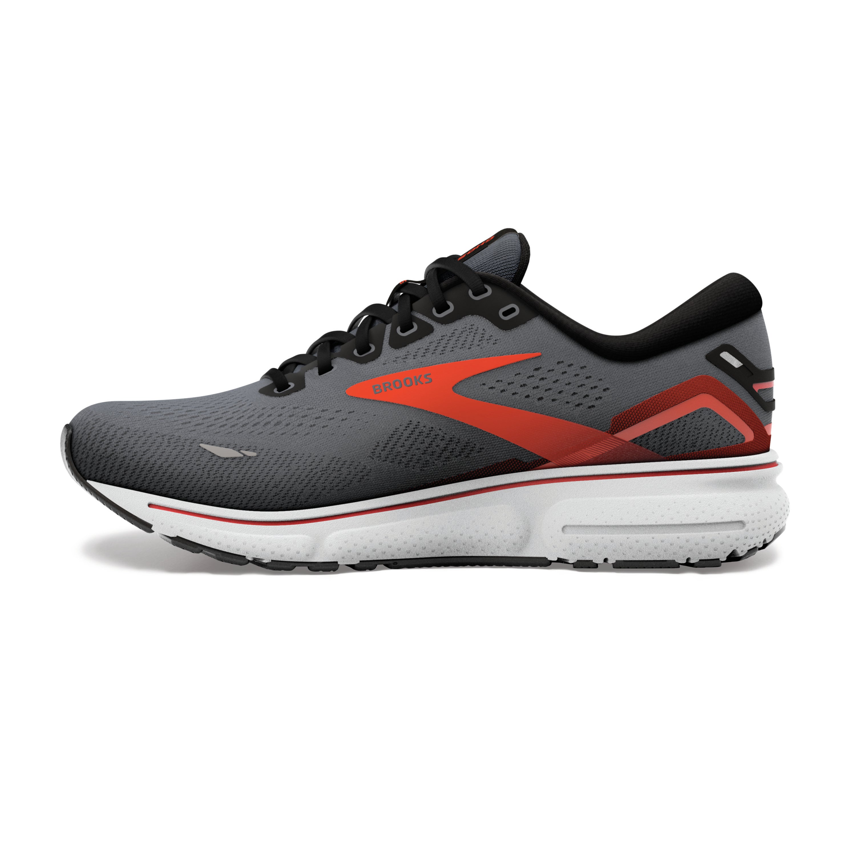 Brooks Ghost 15, men, ebony/black/spicy orange, grey/black/orange