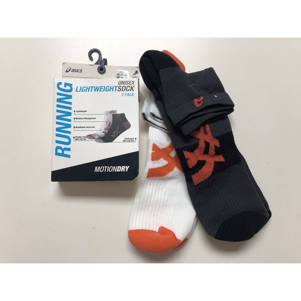 Asics Running Lightweight Socken, unisex, 2 Paar, grau/orange und weiß/orange, Gr. 47-49