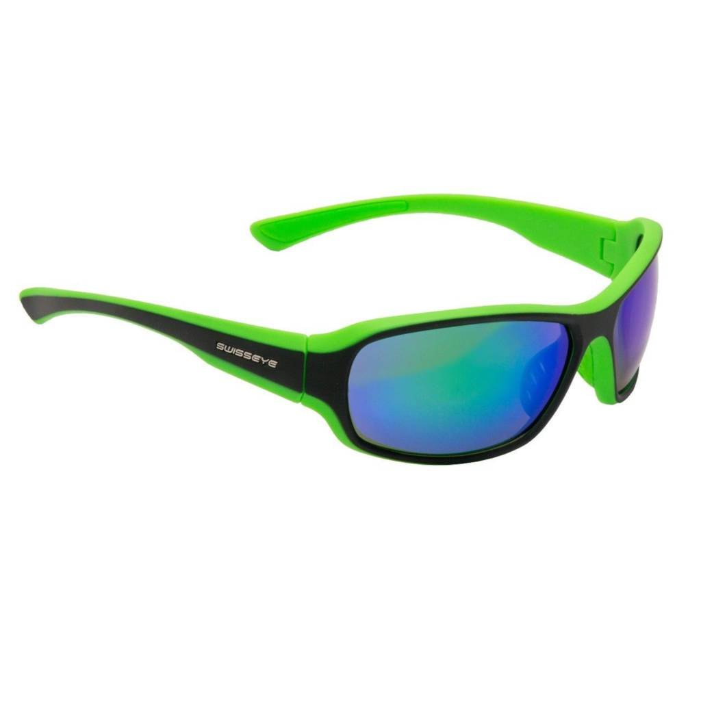 Swisseye Freeride, schwarz matt/grün, Gläser grün Revo, Sportbrille, Radbrille