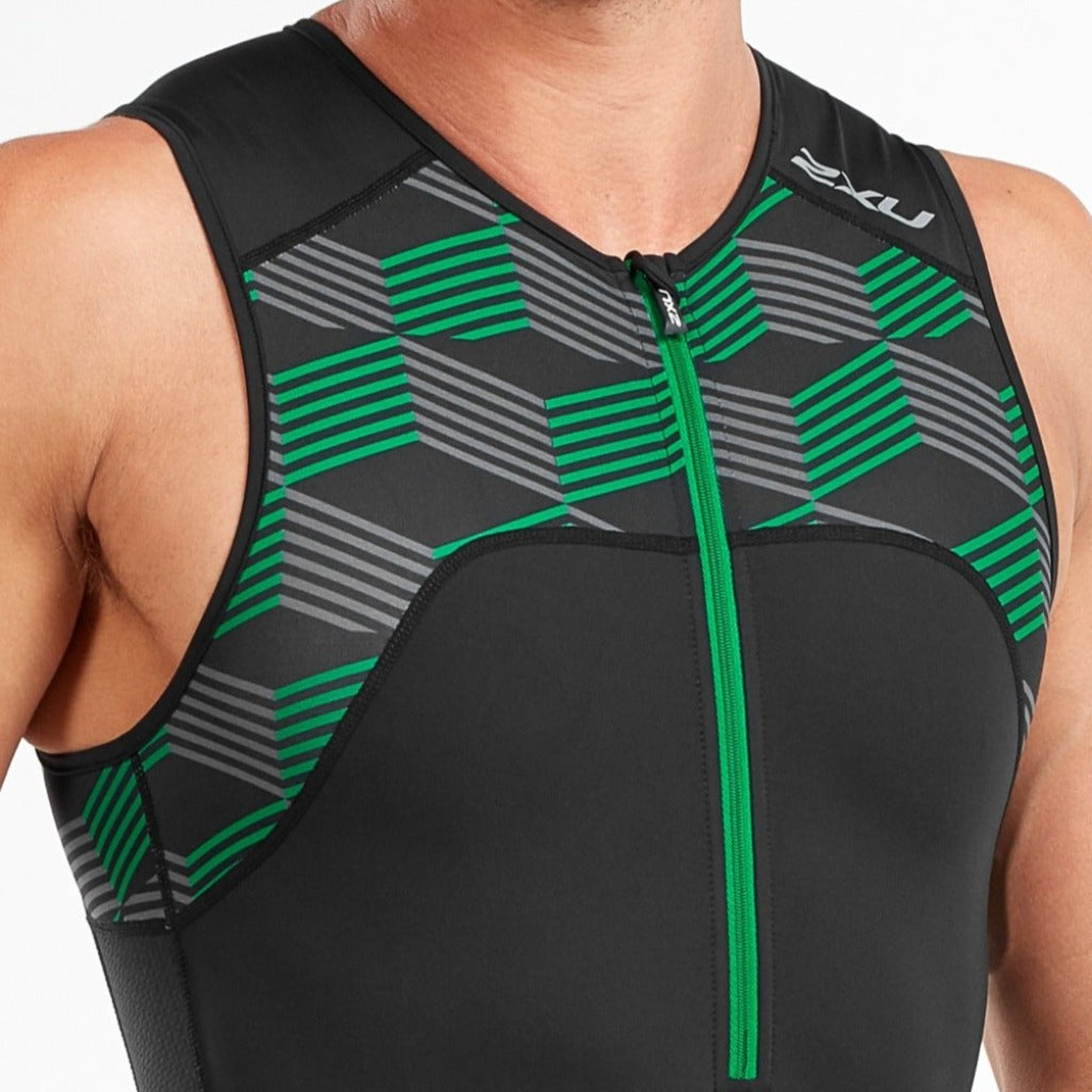 2XU Active TriSuit, Herren, Black/Retro Jolly Green