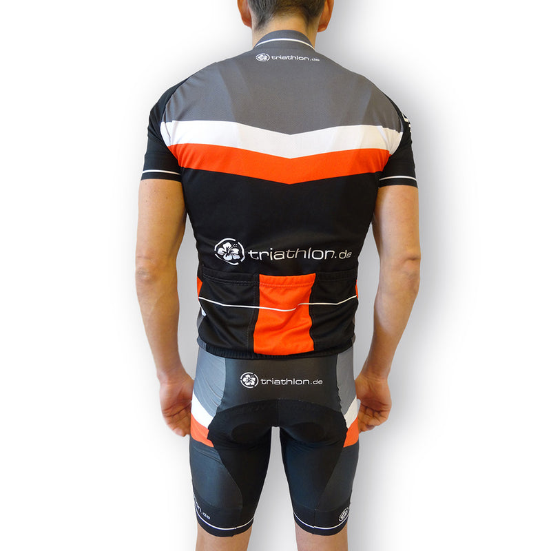 triathlon.de Elite Radtrikot, Herren, schwarz/grau/rot